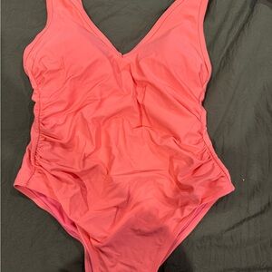 Pink One-Piece Swimsuit - Classic V-Neck